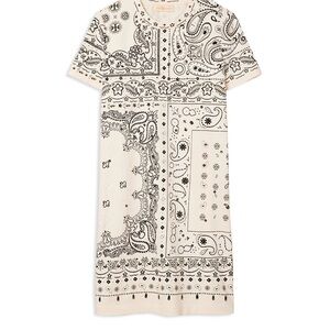 Tory Burch Cream and Black Paisley Mini Dress